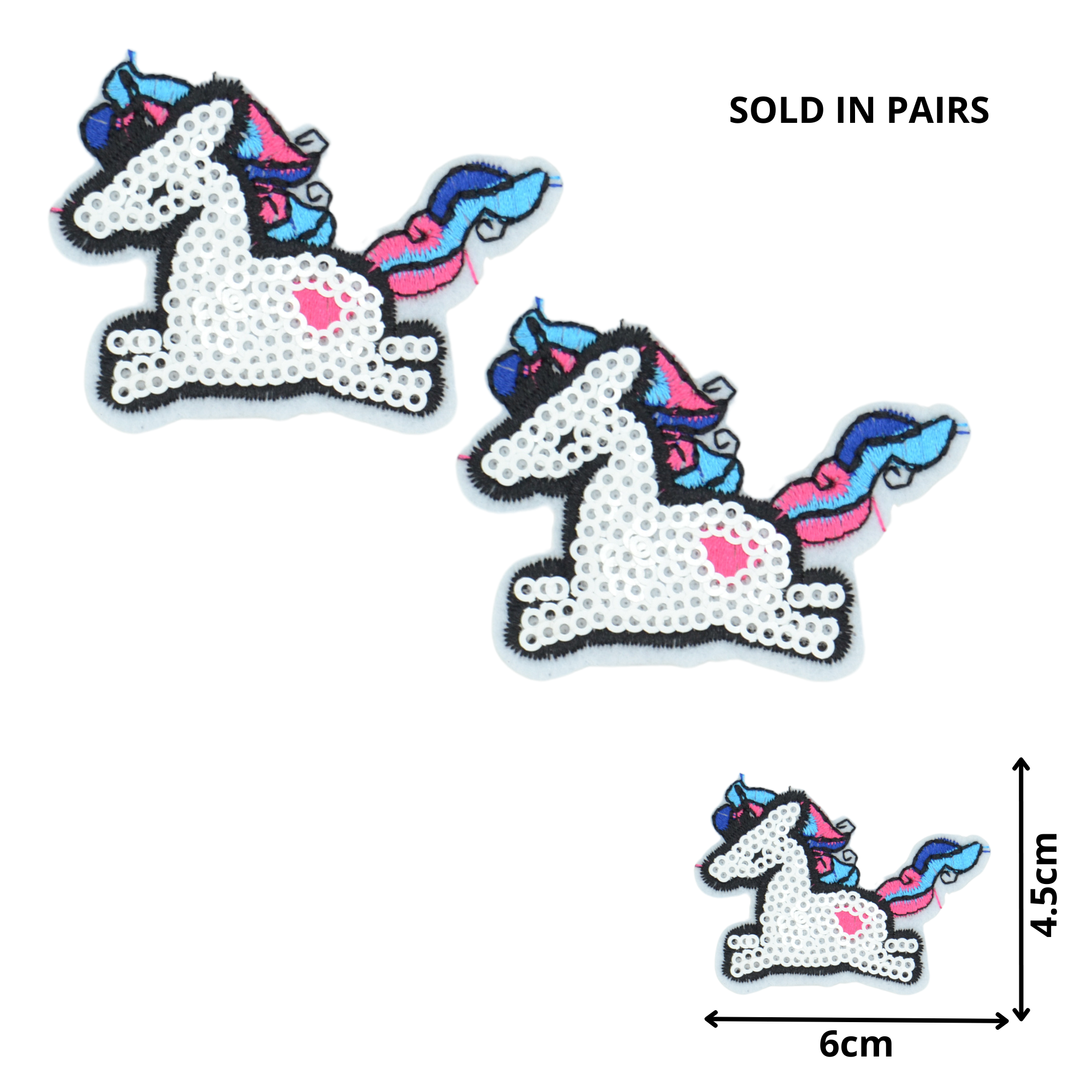 Unicorn 03 Pair (SEQ021) - Sequin Embroidered Patches