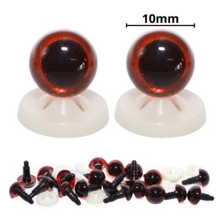 10mm Transparent Dark Amber Eyes with Plastic Backs