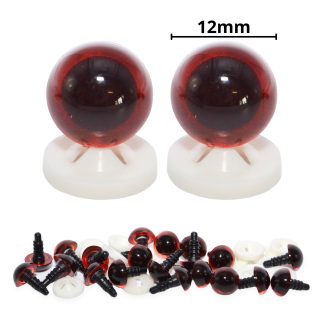 12mm Transparent Dark Amber Eyes with Plastic Backs