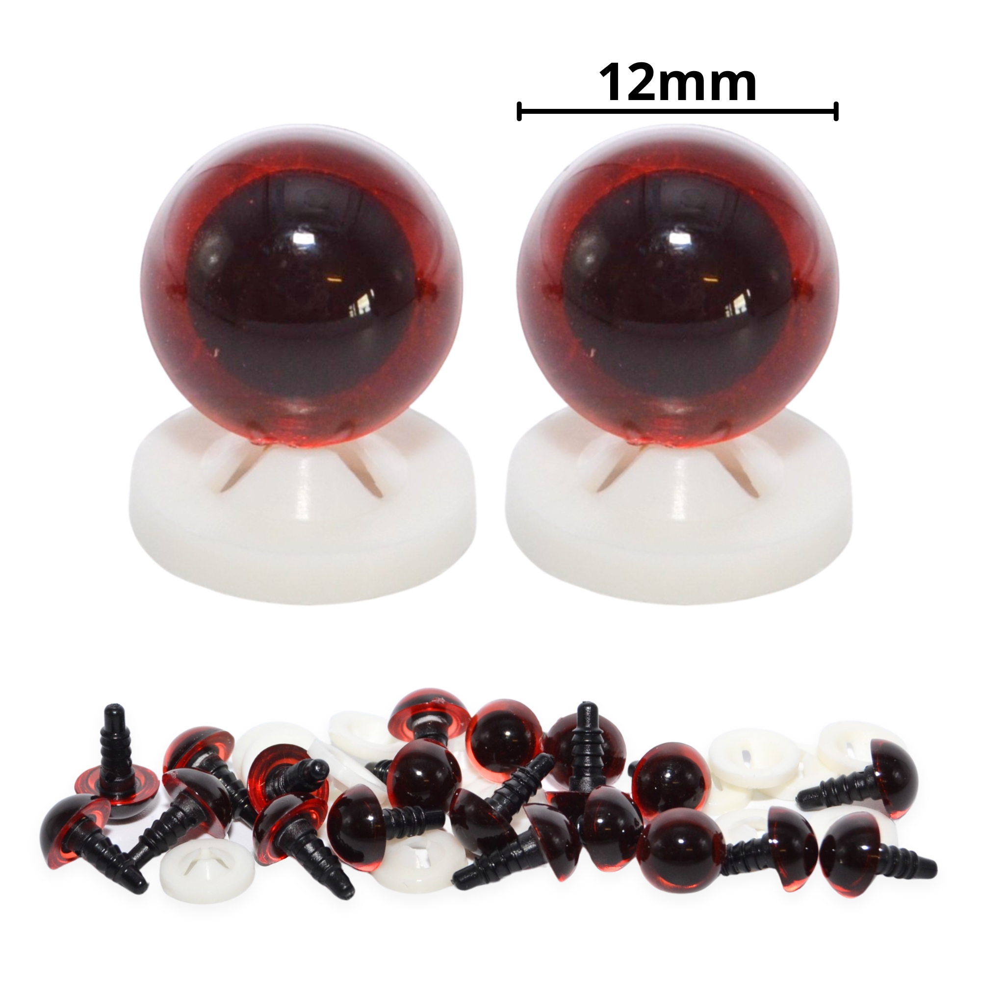 12mm Transparent Dark Amber Eyes with Plastic Backs