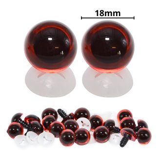18mm Transparent Dark Amber Eyes with Plastic Backs
