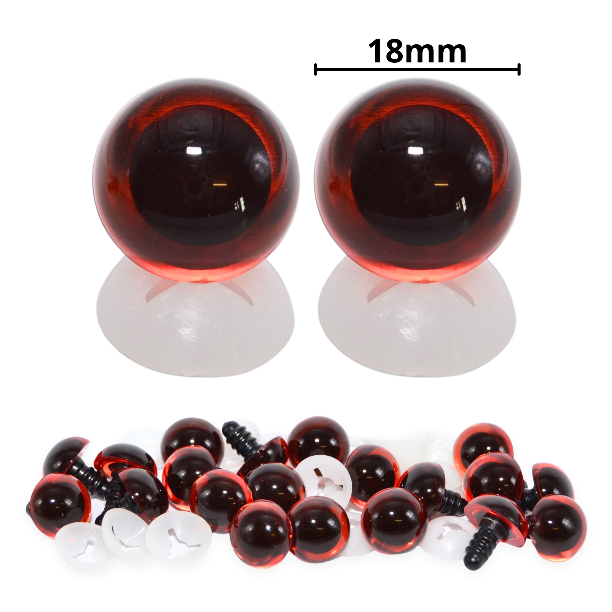18mm Transparent Dark Amber Eyes with Plastic Backs