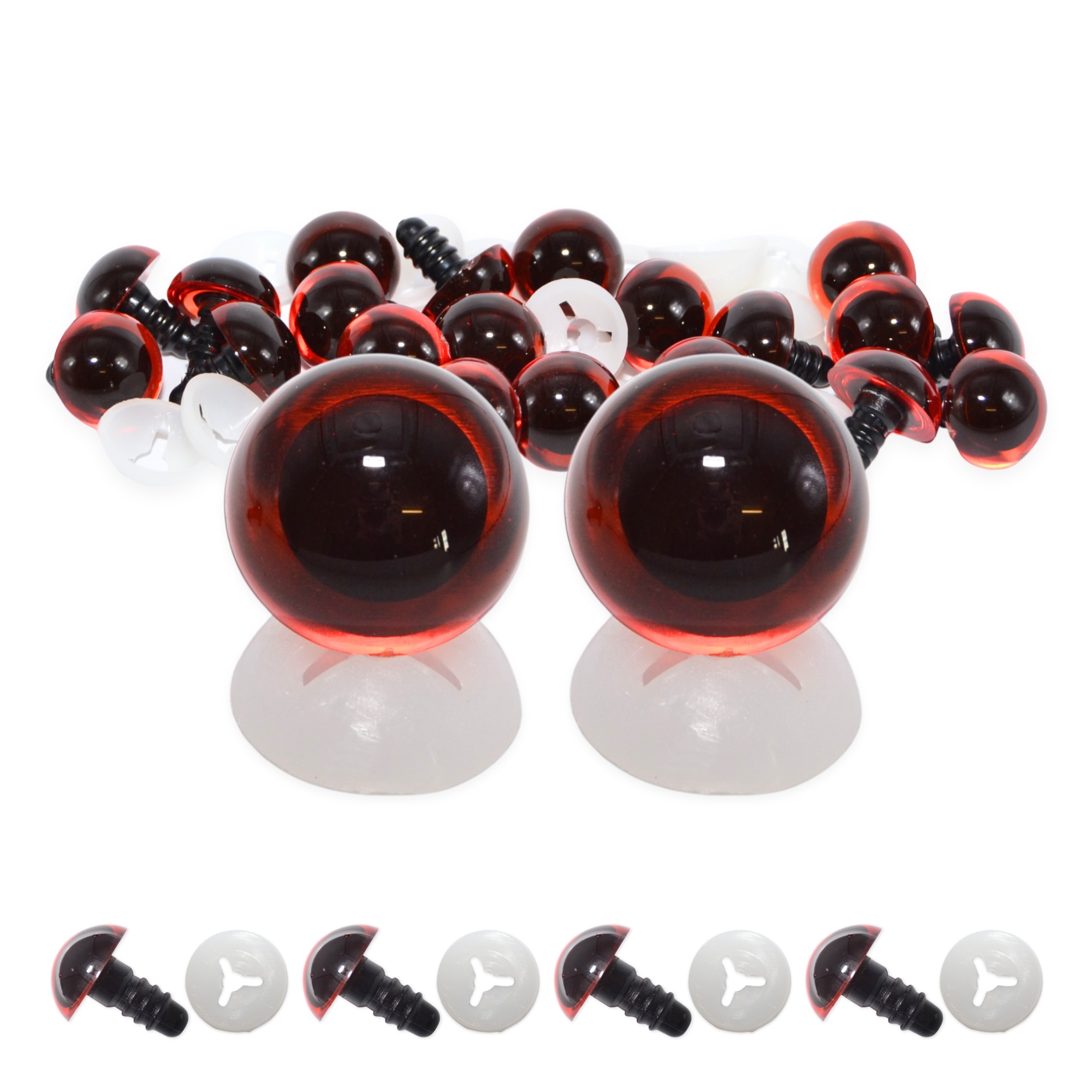12mm Transparent Dark Amber Eyes with Plastic Backs - Image 2