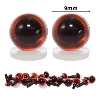 9mm Transparent Dark Amber Eyes with Plastic Backs