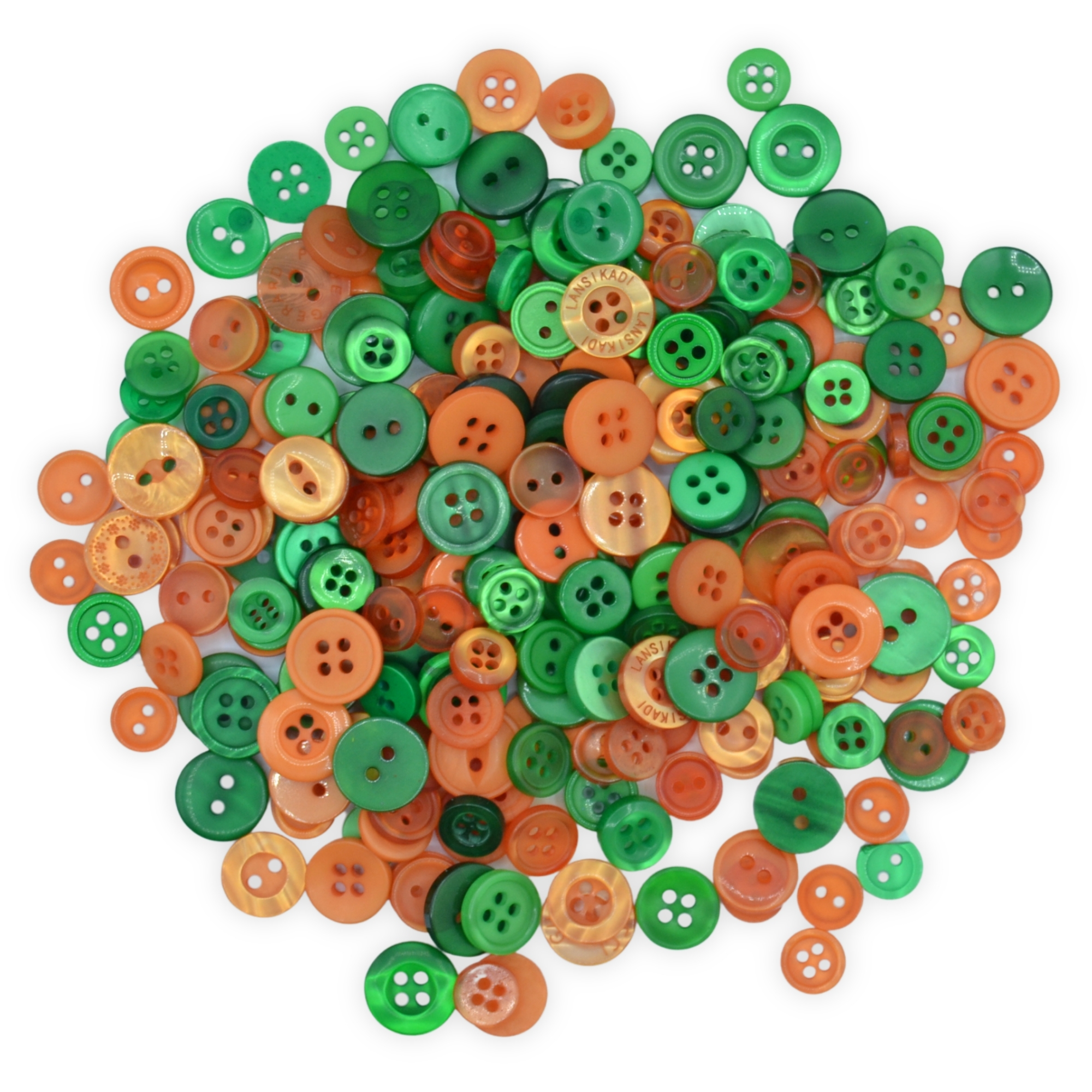 Tiny Green & Orange Buttons - Mixed Small Sizes