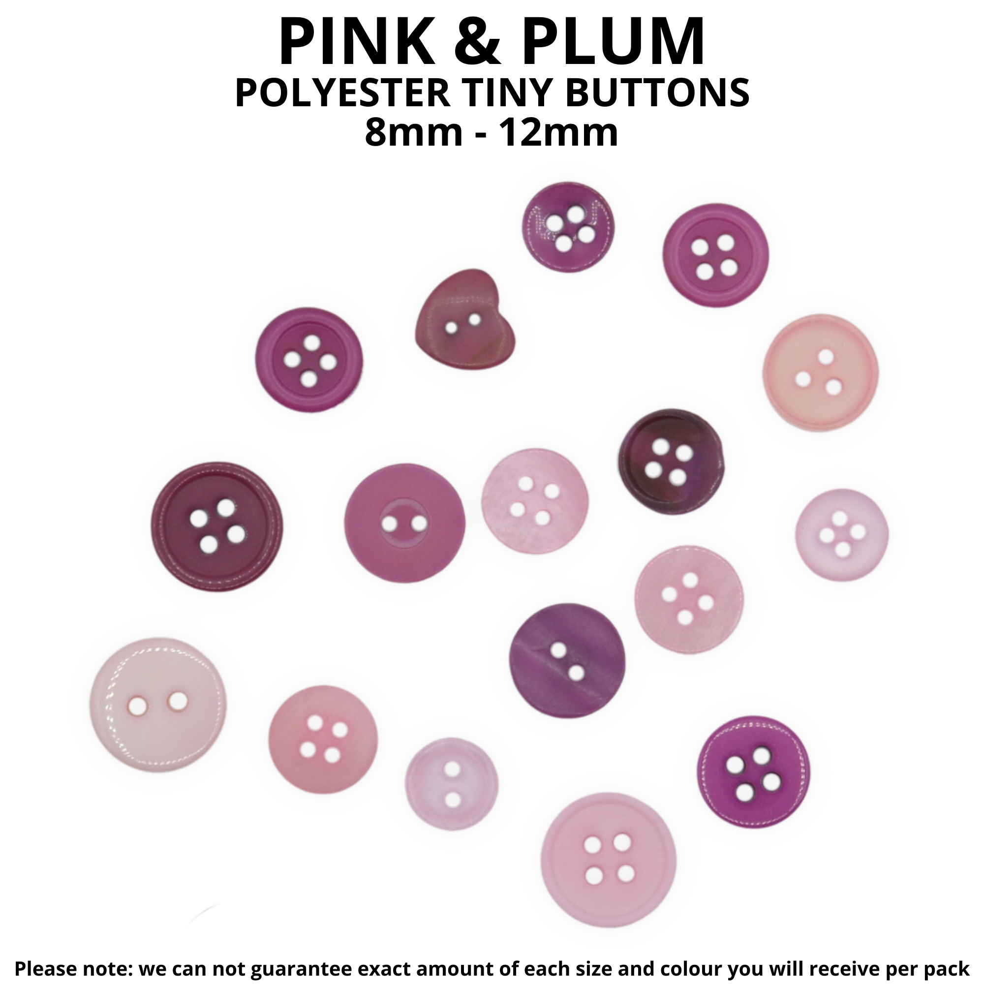 Tiny Pink & Plum Buttons - Mixed Small Sizes - Image 2