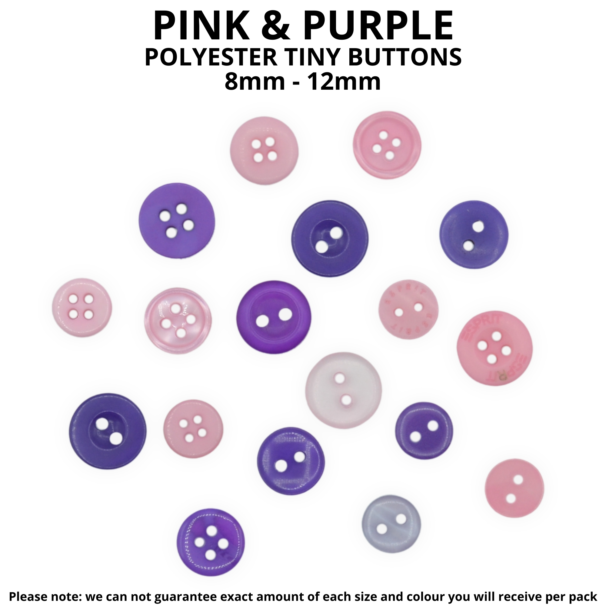 Tiny Pink & Purple Buttons - Mixed Small Sizes - Image 2