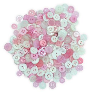 Tiny Pink & White Buttons - Mixed Small Sizes