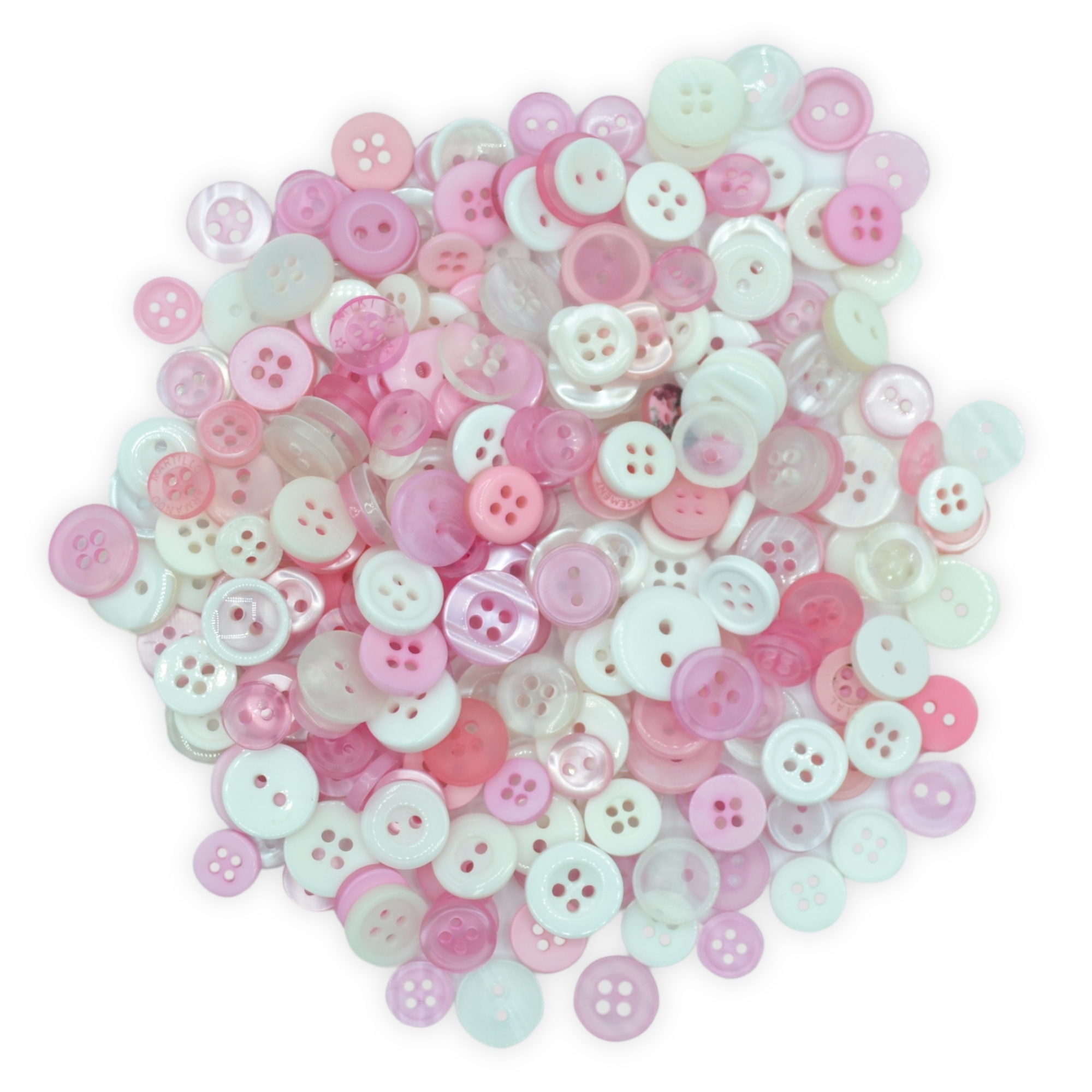 Tiny Pink & White Buttons - Mixed Small Sizes