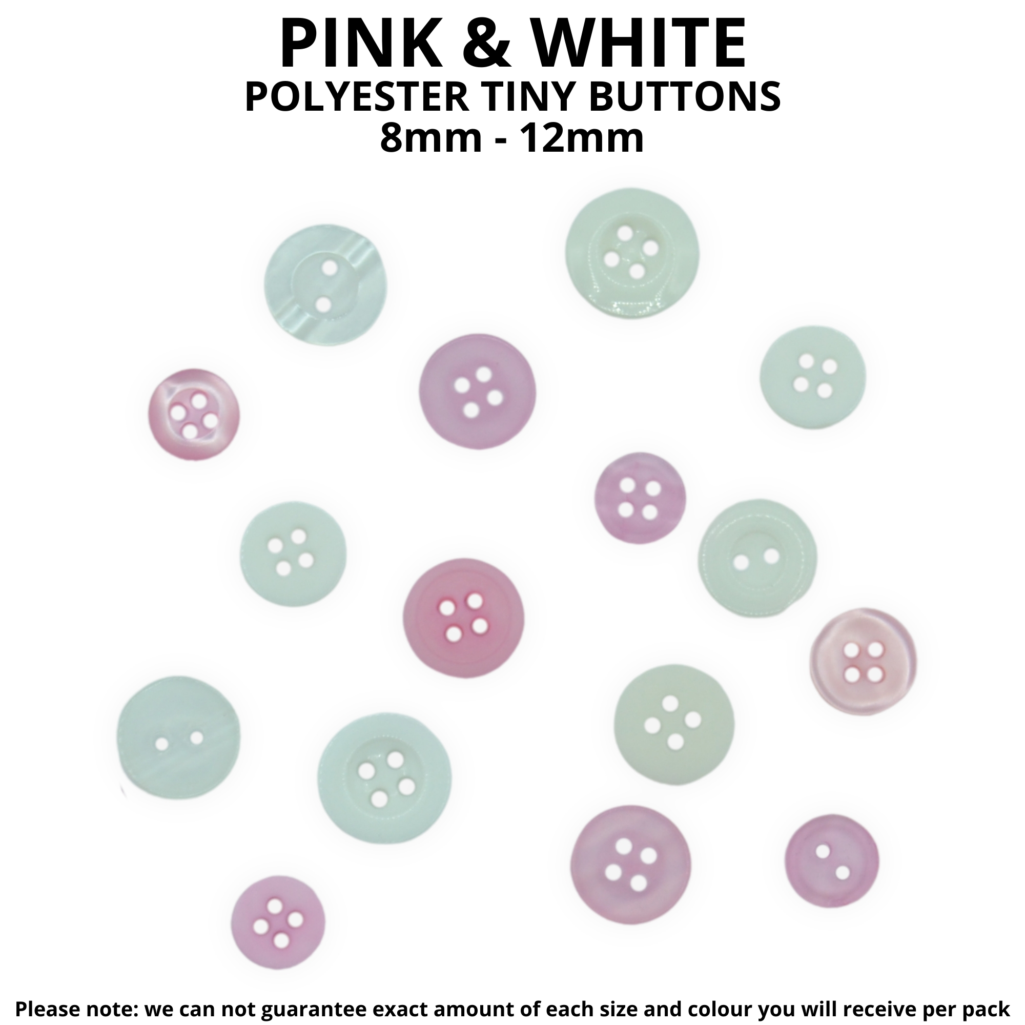Tiny Pink & White Buttons - Mixed Small Sizes - Image 2