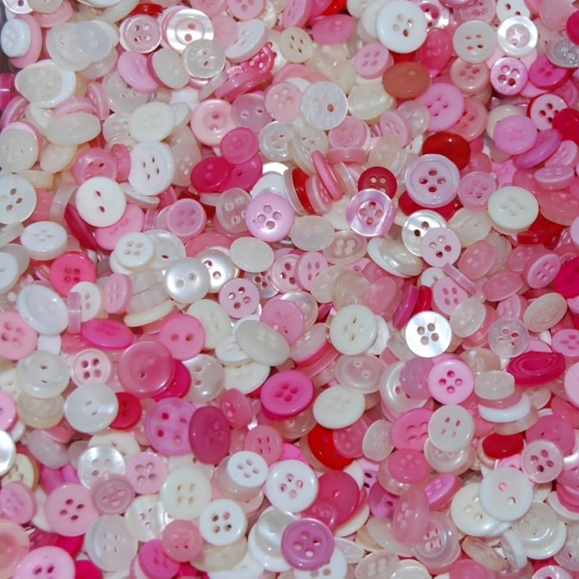 Tiny Pink & White Buttons - Mixed Small Sizes - Image 3