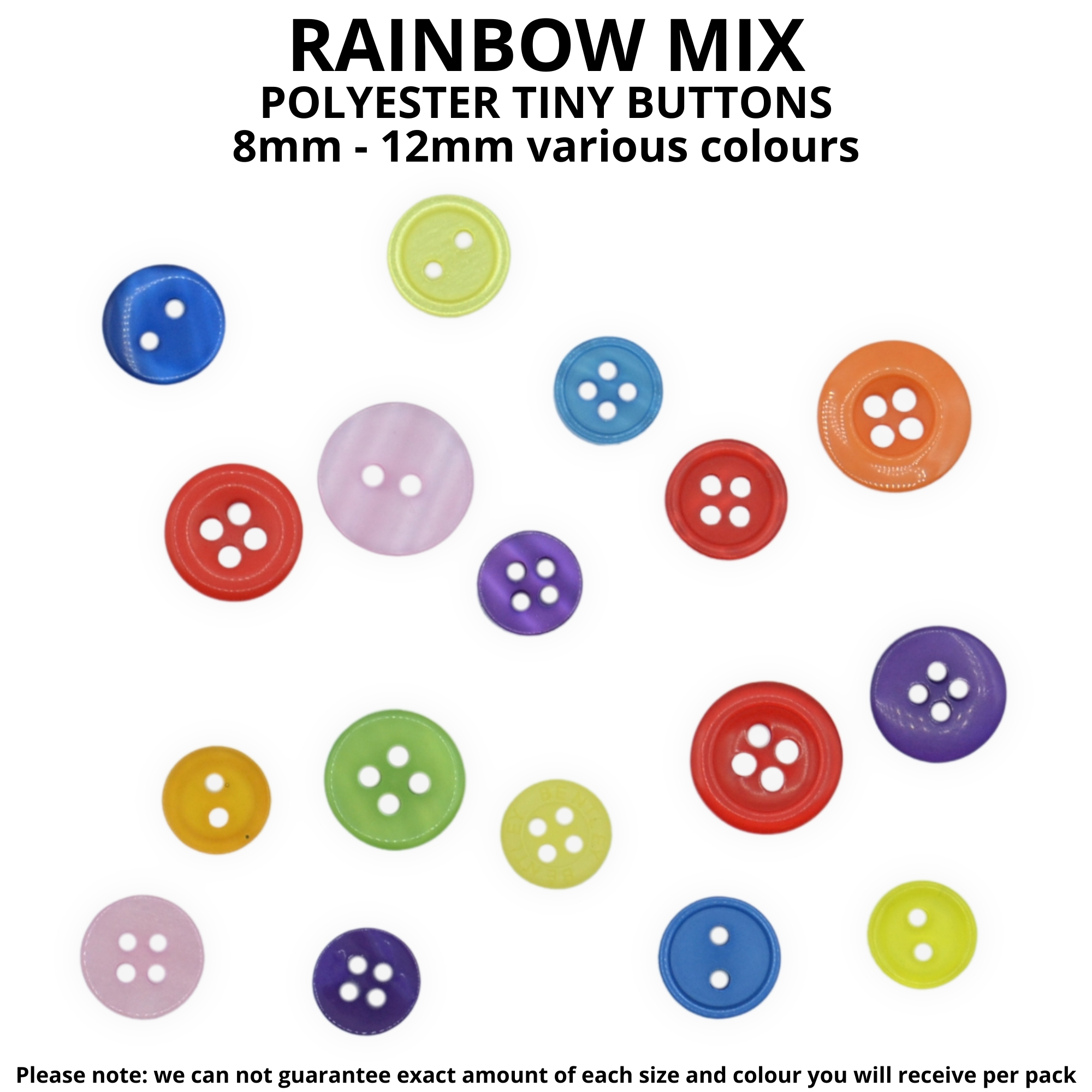 Tiny Rainbow Mix Buttons - Mixed Small Sizes - Image 2