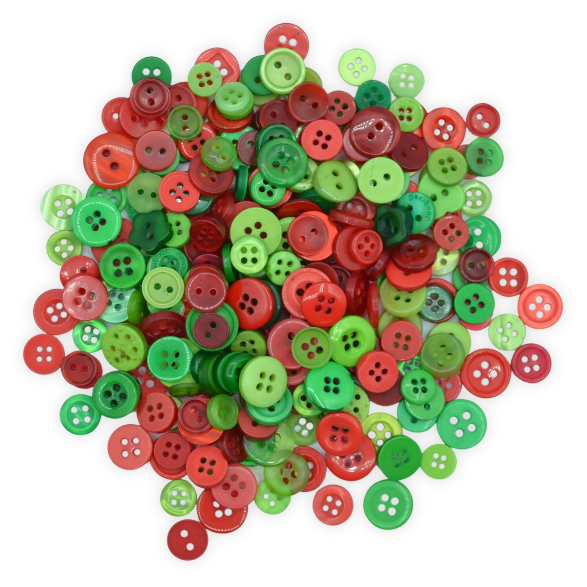 Tiny Red & Green Buttons - Mixed Small Sizes