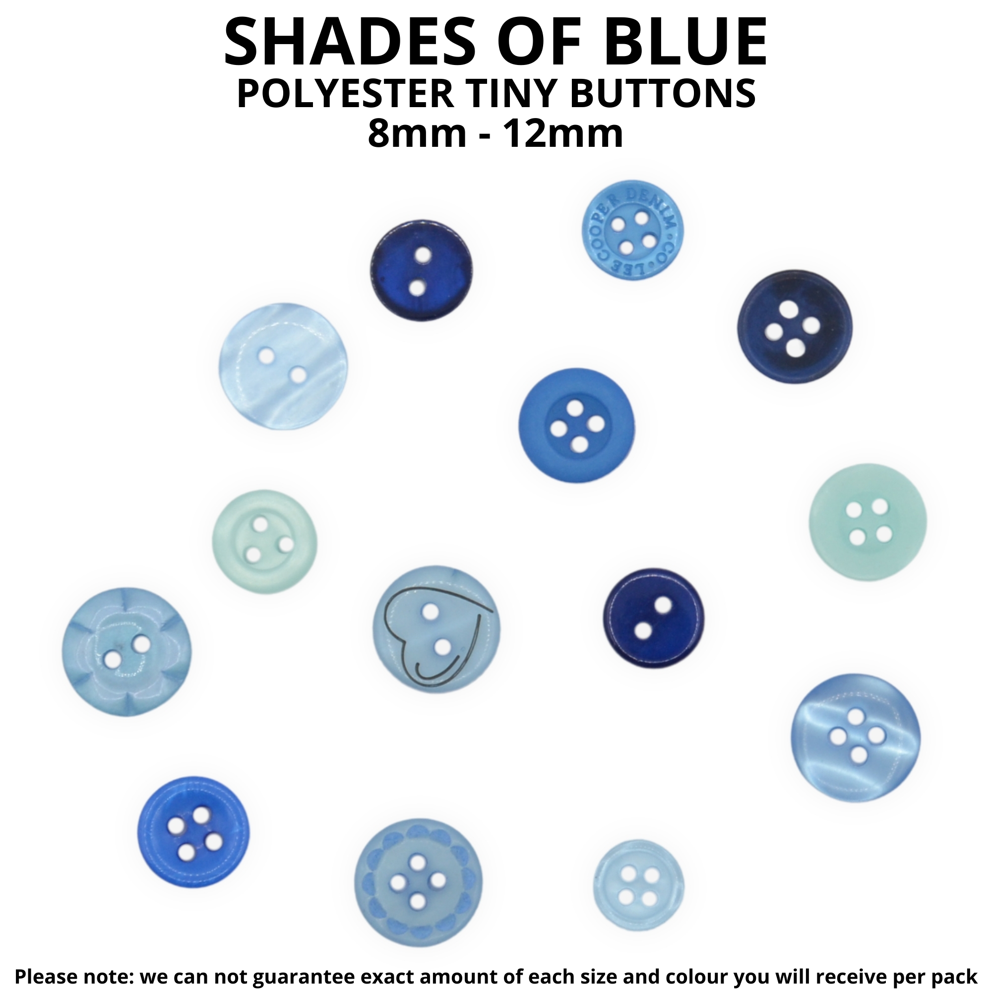 Tiny Shades of Blue Buttons - Mixed Small Sizes - Image 2