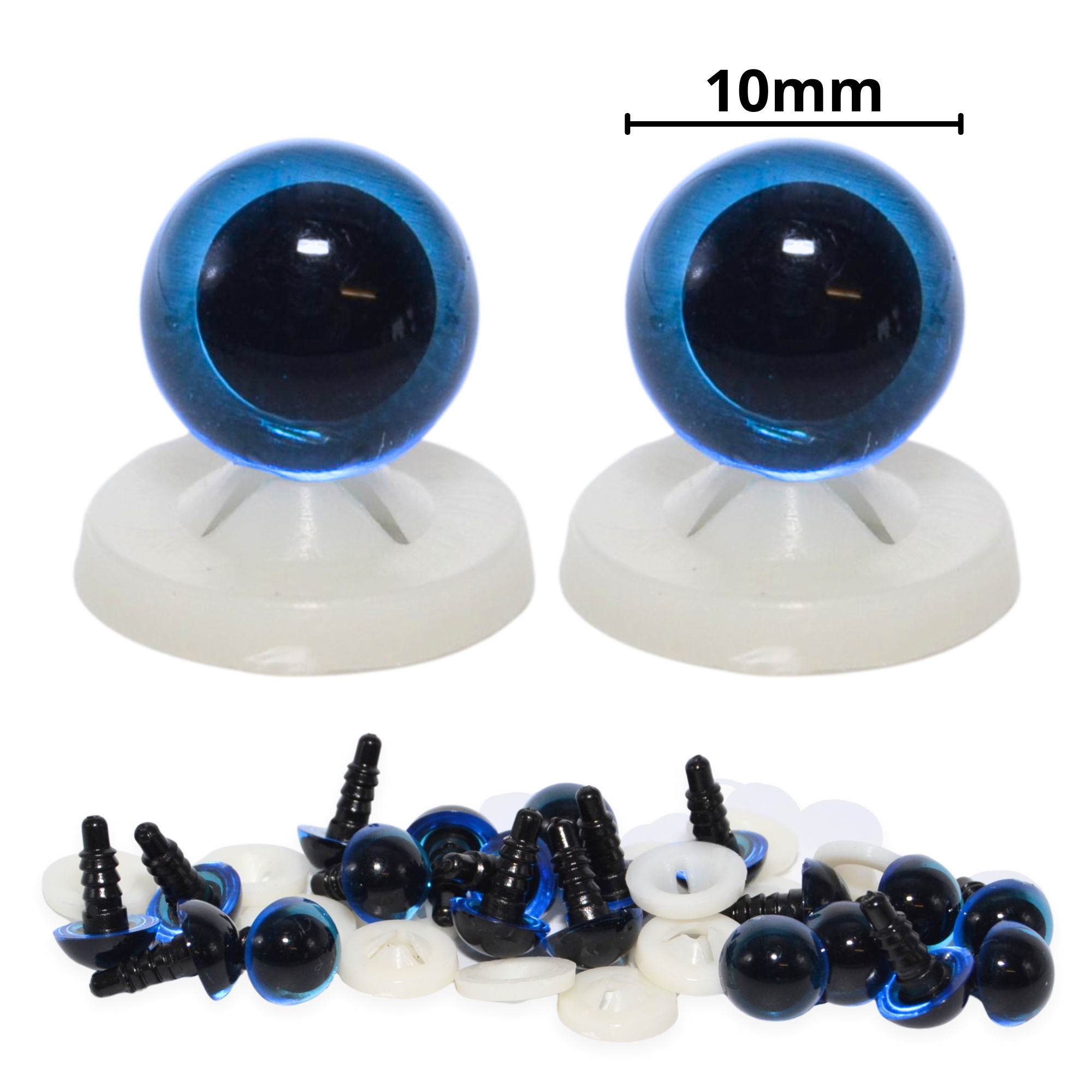 10mm Transparent Blue Eyes with Plastic Backs