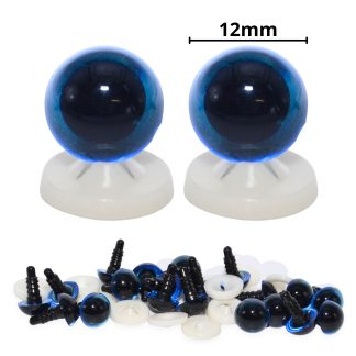 12mm Transparent Blue Eyes with Plastic Backs