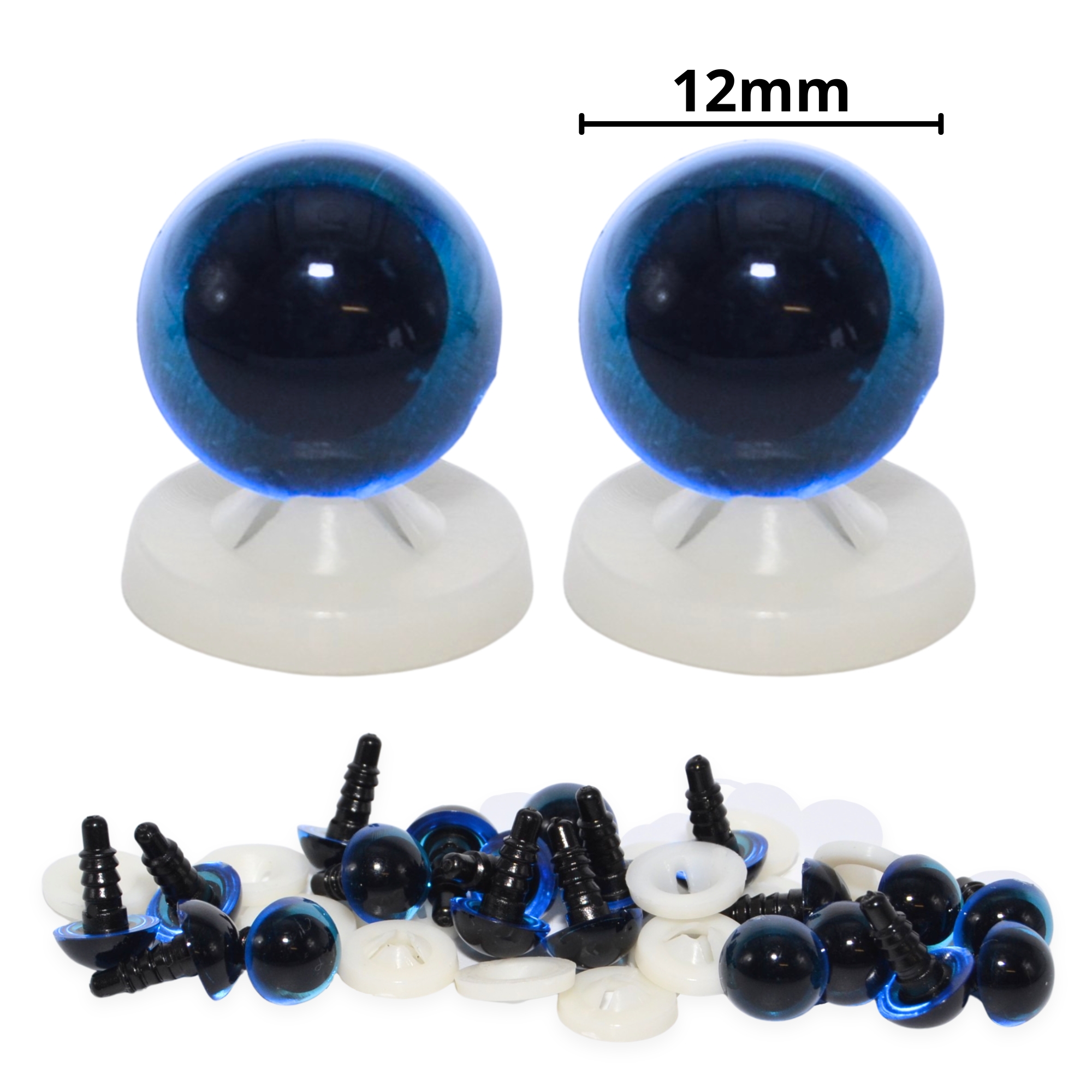 12mm Transparent Blue Eyes with Plastic Backs