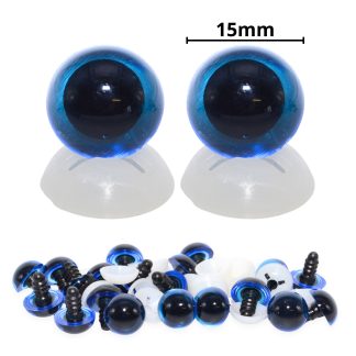 15mm Transparent Blue Eyes with Plastic Backs