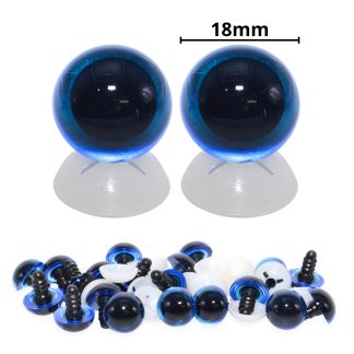 18mm Transparent Blue Eyes with Plastic Backs