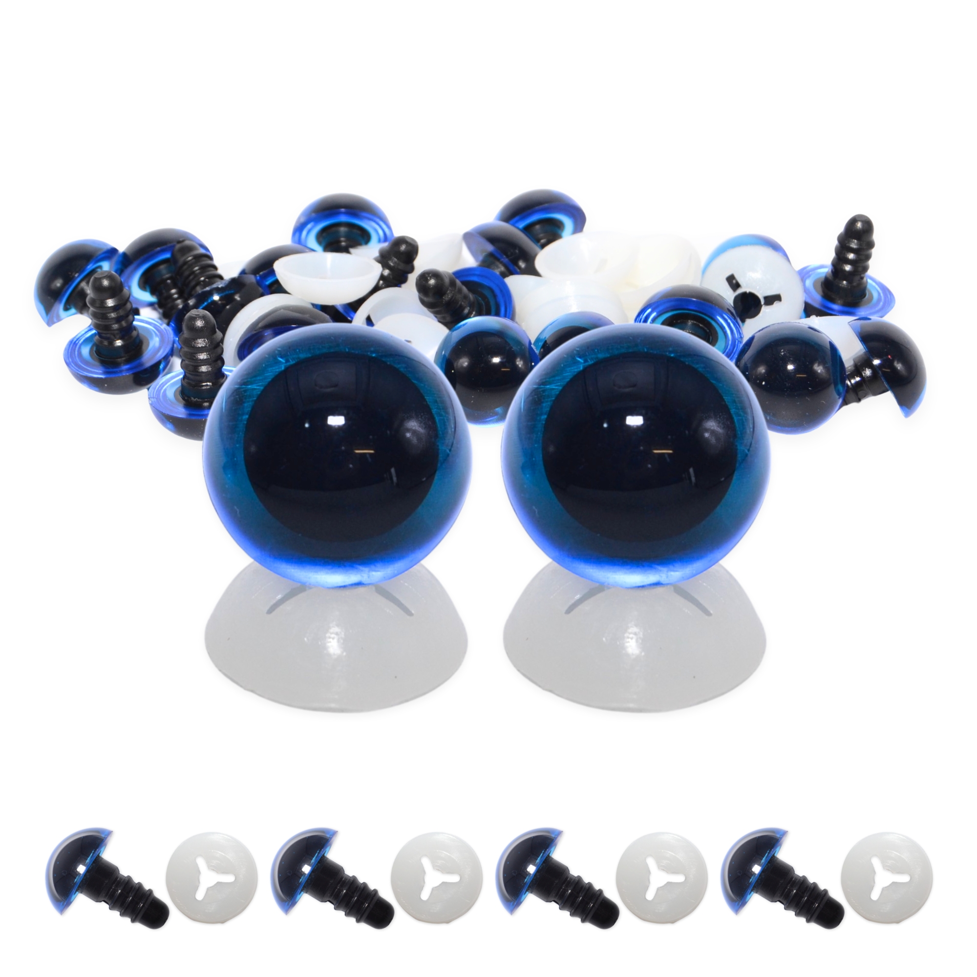 10mm Transparent Blue Eyes with Plastic Backs - Image 2
