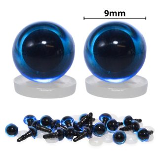 9mm Transparent Blue Eyes with Plastic Backs