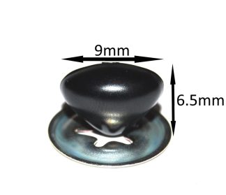 9mm x 6.5mm BLACK Cat / Triangle Noses with Metal Backs