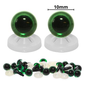 10mm Transparent Green Eyes with Plastic Backs