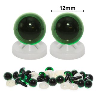 12mm Transparent Green Eyes with Plastic Backs