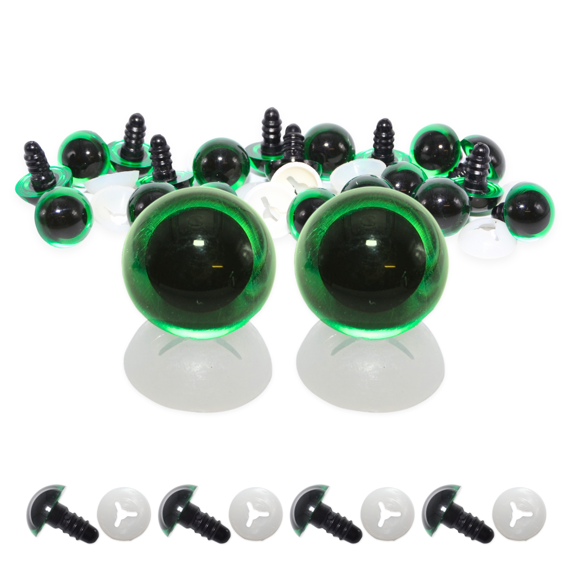 10mm Transparent Green Eyes with Plastic Backs - Image 2
