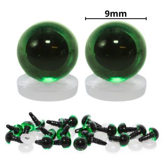 9mm Transparent Green Eyes with Plastic Backs