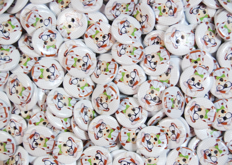 Children's Printed Wooden Buttons (Cow - 20mm)