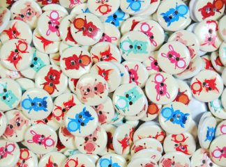Children's Printed Wooden Buttons (Mixed Animals - 20mm)
