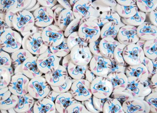 Children's Printed Wooden Buttons (Siamese Cat - 20mm)