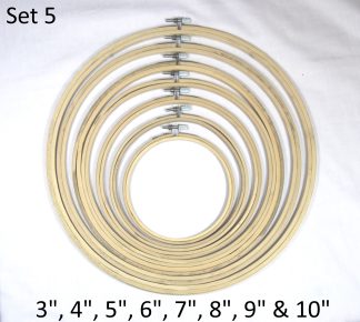 Set 5: 3", 4", 5", 6", 7", 8", 9" and 10" Bamboo Embroidery Hoop - Cross Stitch/Tapestry Frame