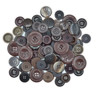 Pack of 100g - LARGE BROWN Buttons - Mixed Sizes for Sewing and Crafting 25mm to 40mm