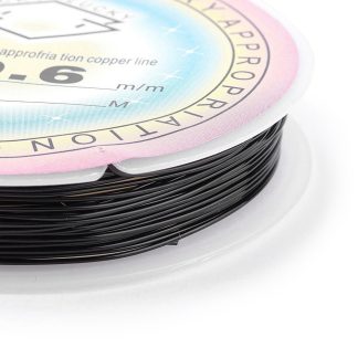 Pack of 1 - Black 0.6mm x 6m Copper Wire | For Jewellery Making and Crafts