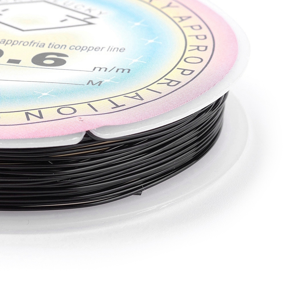 Pack of 1 - Black 0.6mm x 6m Copper Wire | For Jewellery Making and Crafts