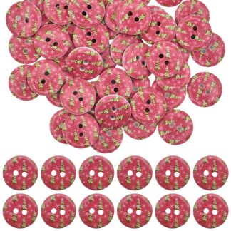 15mm Christmas 13 Christmas Trees - Printed Wooden Round Buttons