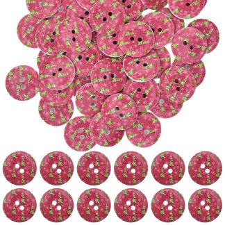 20mm Christmas 13 Christmas Trees - Printed Wooden Round Buttons