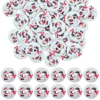 20mm Christmas 3 Santa & Snowman - Printed Wooden Round Buttons