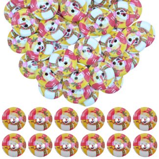 20mm Christmas 4 Snowman - Printed Wooden Round Buttons