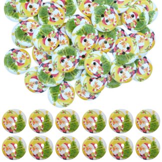 20mm Christmas 5 Santa / Father Christmas - Printed Wooden Round Buttons