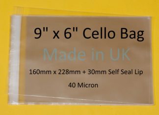 Pack of 100 - 9" x 6" - 160mm x 228mm + 30mm Self Seal Flap - 9x6 Mounted Photograph Cellophane Display Bags 40 Micron - Medium Cello