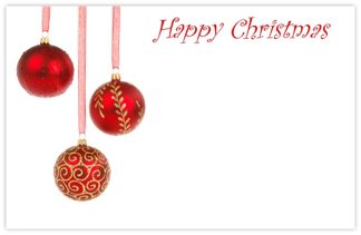 Happy Christmas (3 Red Baubles) - 60mm x 90mm Florist Cards