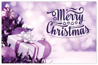 Merry Christmas (Purple Parcel) - 55mm x 85mm Florist Cards