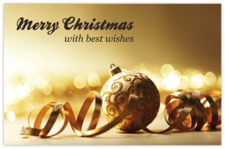 Merry Christmas with Best Wishes (Gold Bauble) - 55mm x 85mm Florist Cards