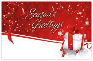Seasons Greetings (Red Parcel) - 55mm x 85mm Florist Cards