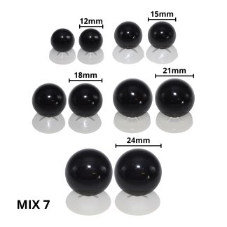 Solid Black Eyes Mix 7 - Dome Eyes with Plastic Backs