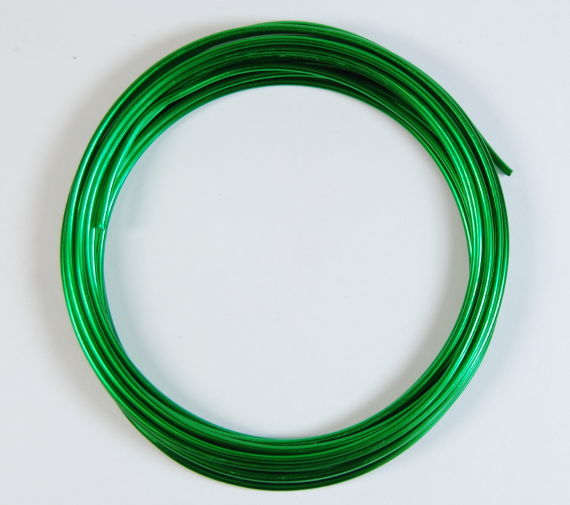 Pack of 1 - Green 2mm x 5m Aluminium Wire