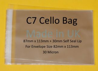 Pack of 100 - C7 Cello - 87mm x 113mm + 30mm Self Seal Flap - Cellophane Greeting Card Display Bags 30 Micron - Small Cello